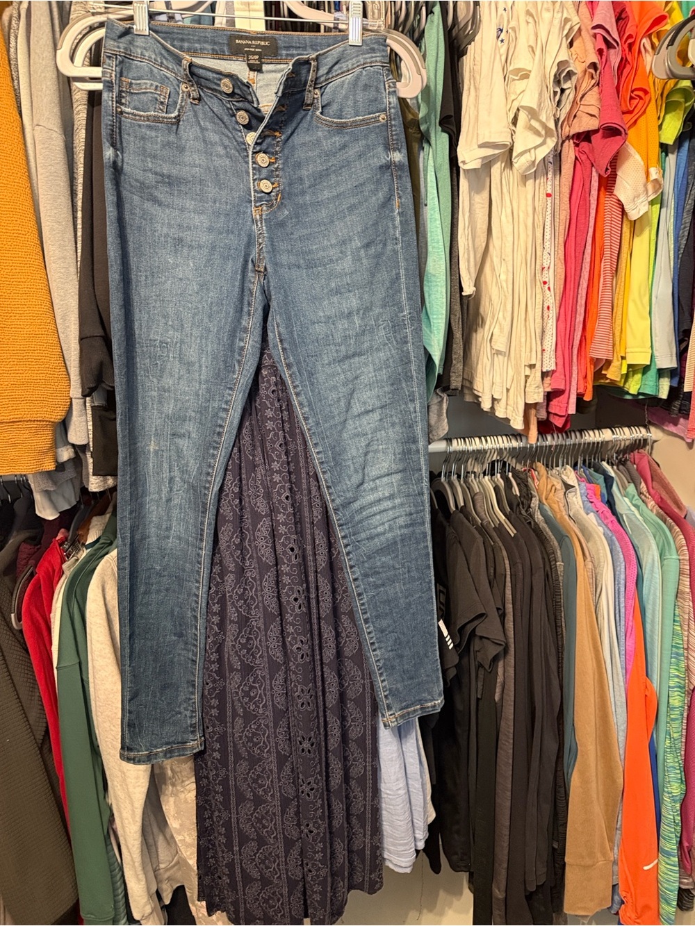 Banana Republic High-Rise Button-Fly Jeans — Medium Blue